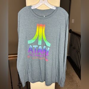Atari Men's Long Sleeve Tee Gray Size XXL Classic Collectible Novelty